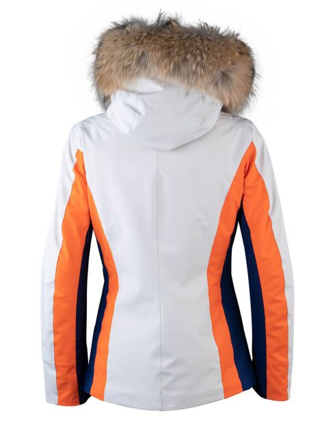 Veste de ski Sella fourrure véritable écru/orange